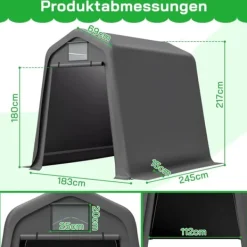 Clearance Förråd, Vattentätt PE-material, Rullportdesign,245x183x217cm Skjul, Garage & Carports