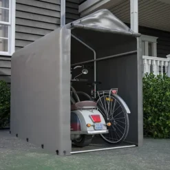 Hot Förråd 187x100x160 cm, cykelgarage, trädgårdsskjul, lagerzelt, mörkgrå Skjul, Garage & Carports