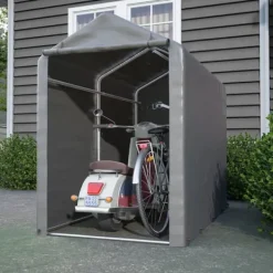 Hot Förråd 187x100x160 cm, cykelgarage, trädgårdsskjul, lagerzelt, mörkgrå Skjul, Garage & Carports