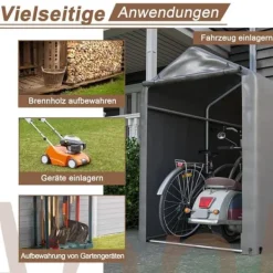 Hot Förråd 187x100x160 cm, cykelgarage, trädgårdsskjul, lagerzelt, mörkgrå Skjul, Garage & Carports