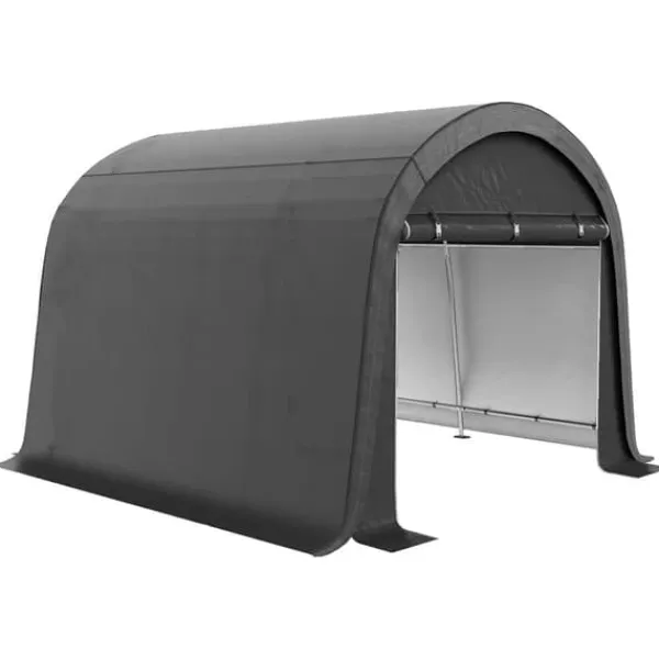 Online Förrådstält 3×3 m UV-skydd vattenavvisande, stål/PE, grå, två rullportar Skjul, Garage & Carports