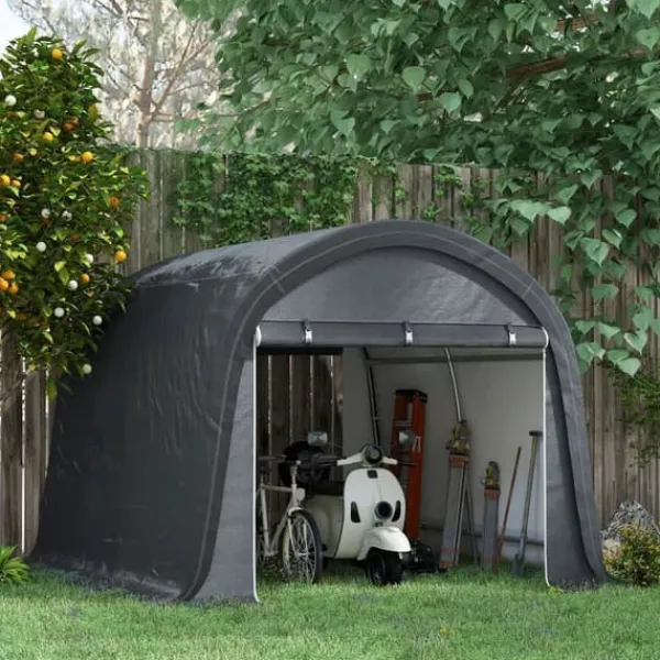 Online Förrådstält 3×3 m UV-skydd vattenavvisande, stål/PE, grå, två rullportar Skjul, Garage & Carports