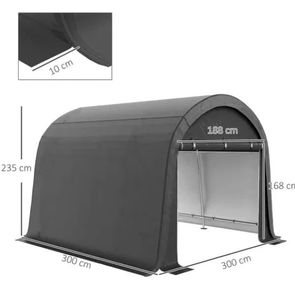 Online Förrådstält 3×3 m UV-skydd vattenavvisande, stål/PE, grå, två rullportar Skjul, Garage & Carports