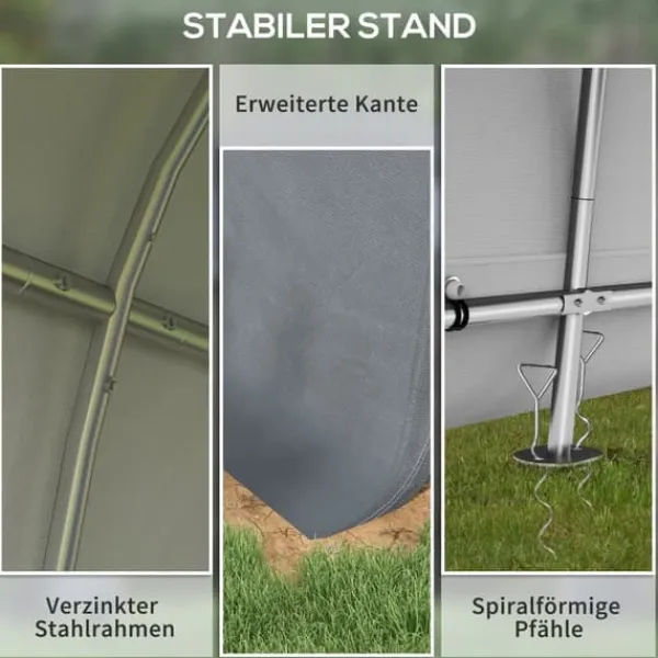 Online Förrådstält 3×3 m UV-skydd vattenavvisande, stål/PE, grå, två rullportar Skjul, Garage & Carports