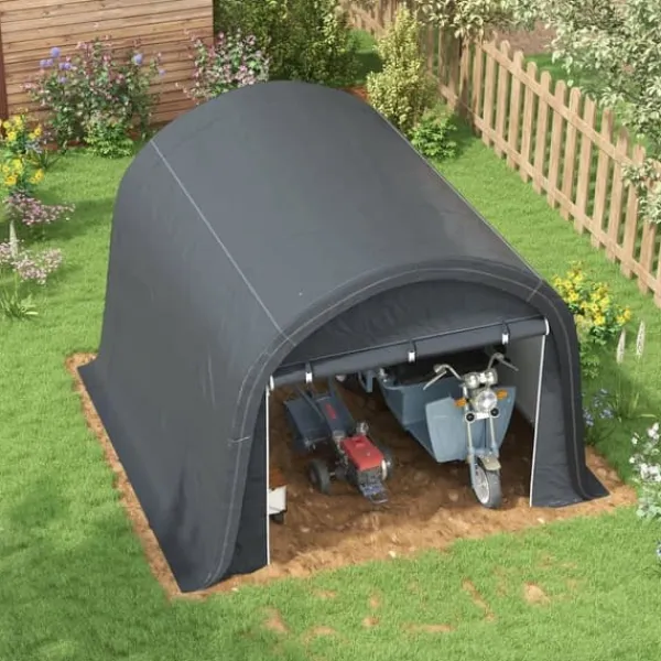 Online Förrådstält 3×3 m UV-skydd vattenavvisande, stål/PE, grå, två rullportar Skjul, Garage & Carports
