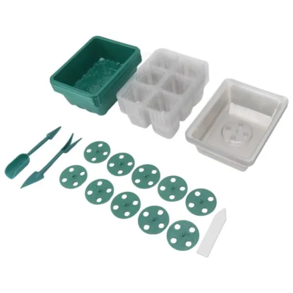 Fröstartbricka Plantbricka Plast Transparent Lock för Trädgårdsskötsel 6 Hål