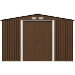 Förvaringsbod i metall - Robust och ventilerad redskapsbod | Färg: Brun | Storlek: 257x205x178 cm