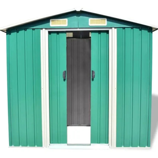 Förvaringsbod i metall grön 204x132x186 cm Skjul, Garage & Carports