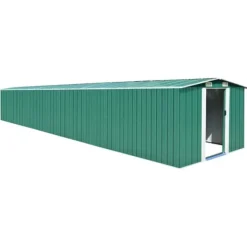 Best Förvaringsskjul i galvaniserat stål - Hållbart trädgårdsskjul | Färg: Grön | Storlek: 257x779x181 cm Skjul, Garage & Carports
