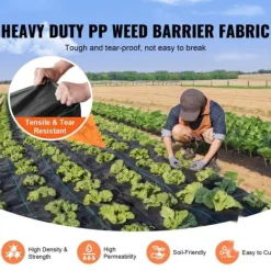 5FTx250FT Premium kraftig ogräsbarriär, 5OZ geotextil, hög permeabilitet för effektiv ogräsbekämpning och landskap.
