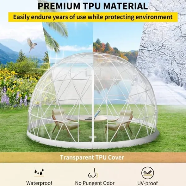 9,5ftx9,5ftx5,8ft genomskinligt bubbeltält med ventilation, högkvalitativa material, stort inre utrymme, vindtät, vattentät, bra stabilitet Tält & Lusthus