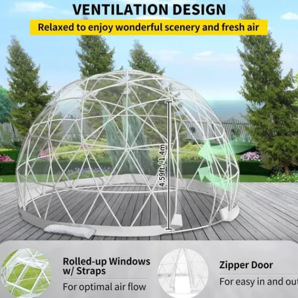 9,5ftx9,5ftx5,8ft genomskinligt bubbeltält med ventilation, högkvalitativa material, stort inre utrymme, vindtät, vattentät, bra stabilitet Tält & Lusthus