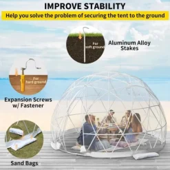 9,5ftx9,5ftx5,8ft genomskinligt bubbeltält med ventilation, högkvalitativa material, stort inre utrymme, vindtät, vattentät, bra stabilitet Tält & Lusthus