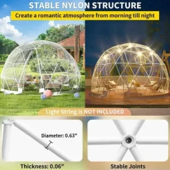 9,5ftx9,5ftx5,8ft genomskinligt bubbeltält med ventilation, högkvalitativa material, stort inre utrymme, vindtät, vattentät, bra stabilitet Tält & Lusthus