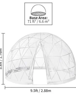 9,5ftx9,5ftx5,8ft genomskinligt bubbeltält med ventilation, högkvalitativa material, stort inre utrymme, vindtät, vattentät, bra stabilitet Tält & Lusthus