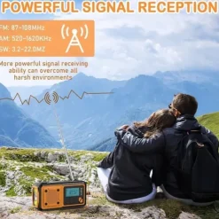 Online Fuleadture Handvevsradio 4000mAh, AM/FM/SW Väderradio, Solcell Vevradio, SOS & Ficklampa för Nödsituationer Beredskapsplaner