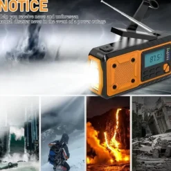 Online Fuleadture Handvevsradio 4000mAh, AM/FM/SW Väderradio, Solcell Vevradio, SOS & Ficklampa för Nödsituationer Beredskapsplaner