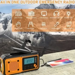 Online Fuleadture Handvevsradio 4000mAh, AM/FM/SW Väderradio, Solcell Vevradio, SOS & Ficklampa för Nödsituationer Beredskapsplaner