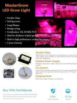 New Full Spektrum växtlampa, 300W för växthus, odlingstält & hemmaodling - Grow Light Expert Kit För Växt- & Örtplantering