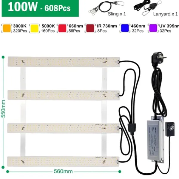 Clearance Fullspektrum LED-växtlampa, dimbar, aluminium + PC,100W Kit För Växt- & Örtplantering