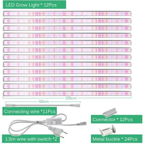 Sale Fullspektrum LED-växtljusbar, 105 cm längd, 10 eller 12 stycken set,12 delar set 105 cm Kit För Växt- & Örtplantering