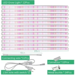 Fullspektrum växtljus, 105 cm storlek, energieffektiv SMD2835,12Pcs 105cm