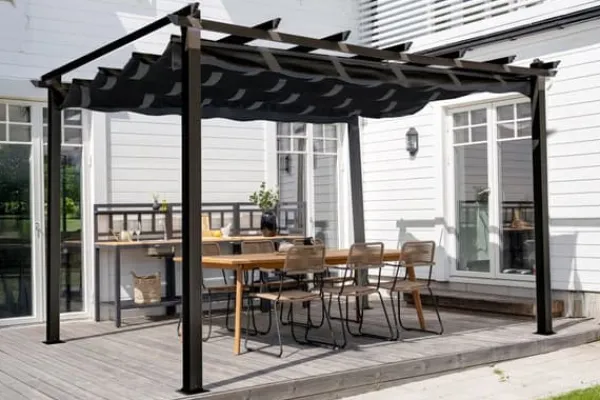Best FURNLUX UTOMHUS PERGOLA LAZIO SVART 395CM Valvbågar, Spaljéer, Bersåer & Pergolor