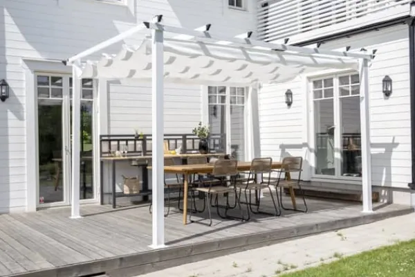 Clearance FURNLUX UTOMHUS PERGOLA LAZIO VIT 395CM Valvbågar, Spaljéer, Bersåer & Pergolor