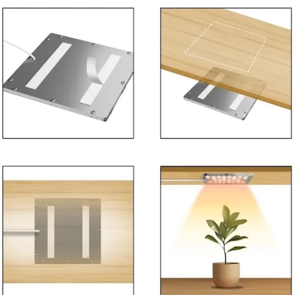 Online Fyrhuvuds LED Växtlampa Takmonterad med Timer & Dimbar Fullspektrum för Optimal Växttillväxt Kit För Växt- & Örtplantering