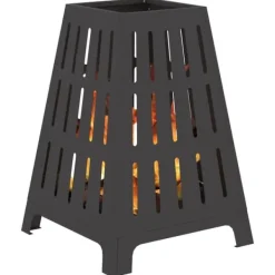 Fyrkantig eldstad i stål - Modern utomhusdesign | Färg: Svart | Storlek: 50x50x70 cm