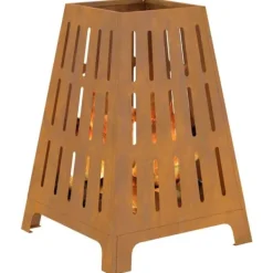 Fyrkantig eldstad i väderbeständigt stål - Utomhusdesign | Storlek: 50x50x70 cm