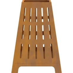 Fyrkantig eldstad i väderbeständigt stål - Utomhusdesign | Storlek: 50x50x70 cm