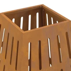 Fyrkantig eldstad i väderbeständigt stål - Utomhusdesign | Storlek: 50x50x70 cm