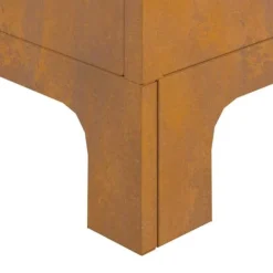 Fyrkantig eldstad i väderbeständigt stål - Utomhusdesign | Storlek: 50x50x70 cm