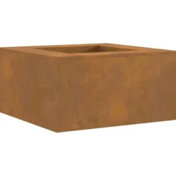 Discount Fyrkantig eldstad i väderbeständigt stål för utomhusbruk | Storlek: 80x80x40 cm | Färg: Stål Öppna Spisar