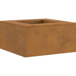 Clearance Fyrkantig eldstad i väderbeständigt stål - Utomhus vedeldad elldyna | Färg: Brun | Storlek: 60x60x30 cm Öppna Spisar