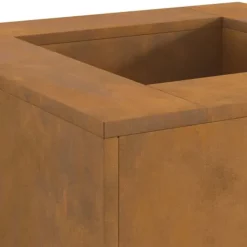 Clearance Fyrkantig eldstad i väderbeständigt stål - Utomhus vedeldad elldyna | Färg: Brun | Storlek: 60x60x30 cm Öppna Spisar