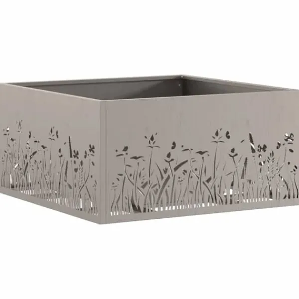 Online Fyrkantig eldstad i väderbeständigt stål | Storlek: 60x60x30 cm | Färg: Stålgrå Öppna Spisar