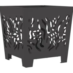 Sale Fyrkantig modern eldstad i stål | Färg: Svart | Storlek: 40x40x40 cm Öppna Spisar