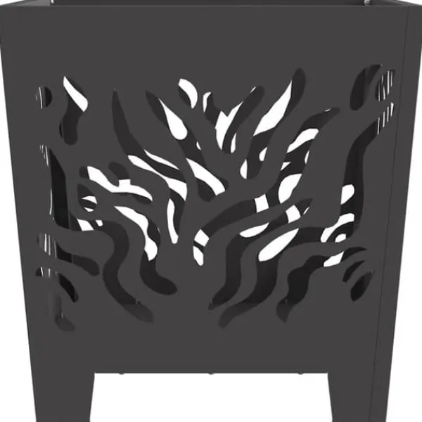 Sale Fyrkantig modern eldstad i stål | Färg: Svart | Storlek: 40x40x40 cm Öppna Spisar