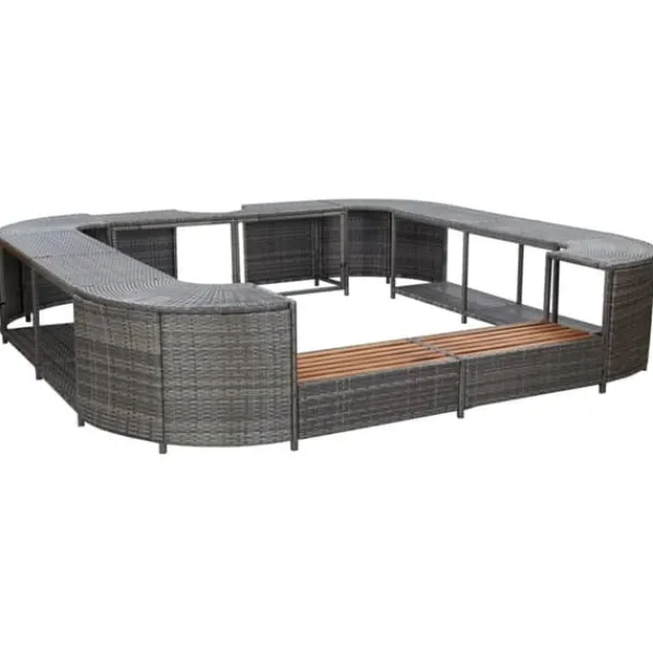 Outlet Fyrkantig poolkant i grå konstrotting - Lyxig badtunsaccessoar | Storlek: 268x268x55 cm Spa & Utomhusbad