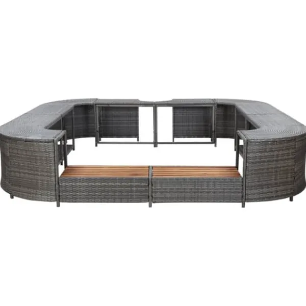 Outlet Fyrkantig poolkant i grå konstrotting - Lyxig badtunsaccessoar | Storlek: 268x268x55 cm Spa & Utomhusbad
