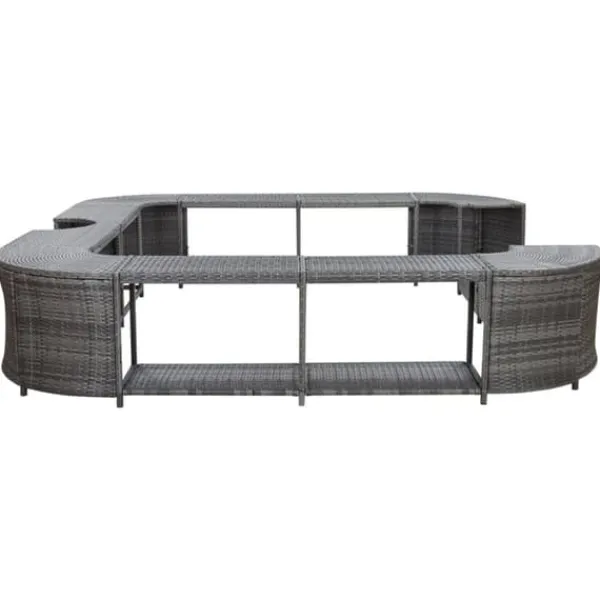 Outlet Fyrkantig poolkant i grå konstrotting - Lyxig badtunsaccessoar | Storlek: 268x268x55 cm Spa & Utomhusbad