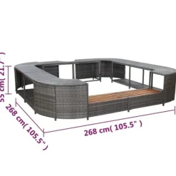 Outlet Fyrkantig poolkant i grå konstrotting - Lyxig badtunsaccessoar | Storlek: 268x268x55 cm Spa & Utomhusbad