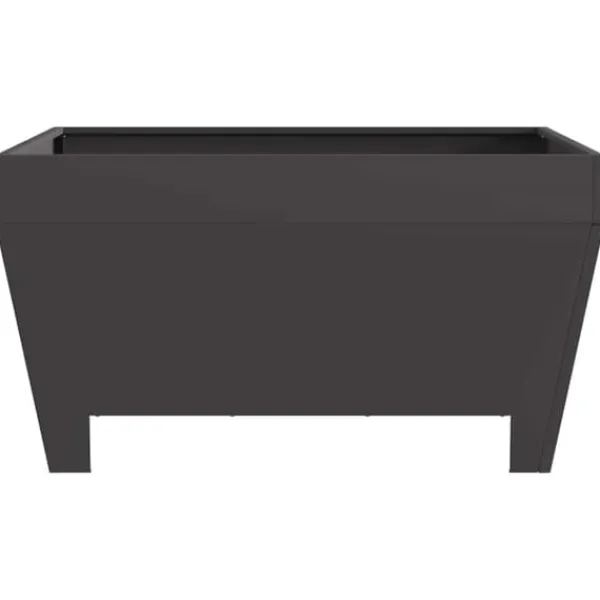 Fyrkantig svart vedeldad eldstad i stål | Storlek: 80x80x43 cm | Väderbeständig och hållbar