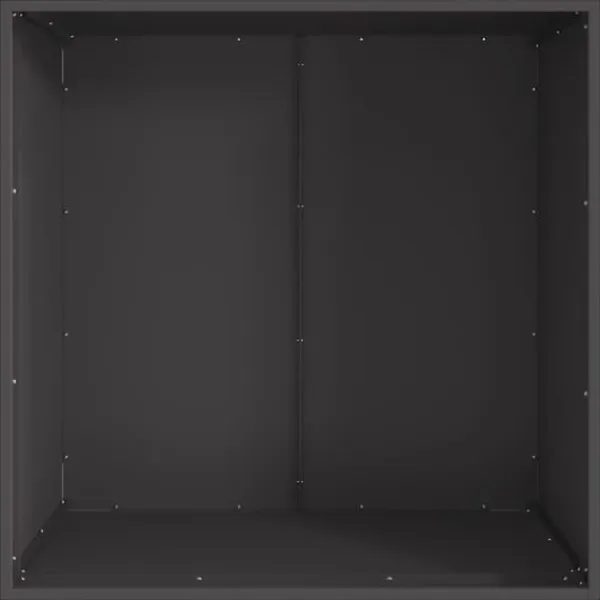 Fyrkantig svart vedeldad eldstad i stål | Storlek: 80x80x43 cm | Väderbeständig och hållbar