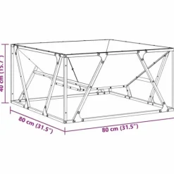 New Fyrkantig utomhus eldstad i stål - Modern design | Färg: Svart | Storlek: 80x80x40 cm Öppna Spisar