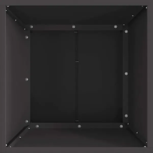 Fyrkantig vedeldad eldhäll i svart stål - Bärbar och rostbeständig | Storlek: 40x40x30 cm Öppna Spisar