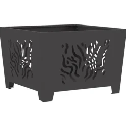 New Fyrkantig vedeldad eldstad i stål - Utomhuseldstad | Färg: Svart | Storlek: 60x60x40 cm Öppna Spisar