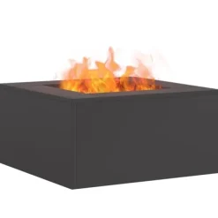 Clearance Fyrkantig vedeldad utomhuseldstad i svart stål | Storlek: 60x60x30 cm Vedeldade Kaminer